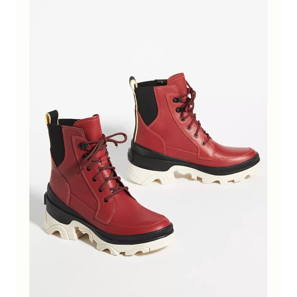 Sorel Brex Lug Sole Lace-Up Boots Wrap Red & Black Size Us 7
